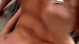 sexy brunette mom gets fucked hard in stockings and lingerie, deepthroating and taking anal on the bed