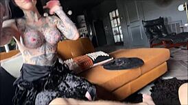 Check out freaky goth step sis at halloween party