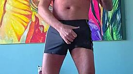 Pervy Papifachero loves how these shorts grab his cock and make him cum!
