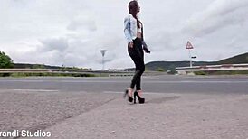 The prostitute endures rough 4on1 bbc anal deepthroat with gaping and cum swallow