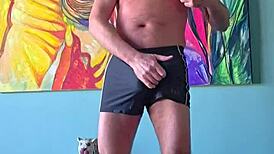 Pervy Papifachero loves how these shorts grab his cock and make him cum!