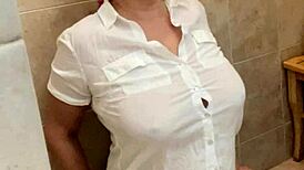 sexy blonde PISSED ON for first time