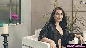 Hot teen Gabi pleases big cock shemale Natalie