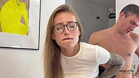 Blonde wife cheats with neighbor's huge dick, pov blowjob, doggystyle, orgasm