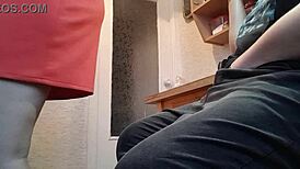 i'm jerking off with clothes on in the kitchen so stepmom won't catch me