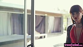 Hot teen Gabi pleases big cock shemale Natalie