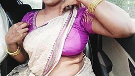 indian aunty and son-in-law on long car drive, whispering dirty telugu talks for sex