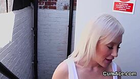 Spicy peach receives facial treatment and swallows