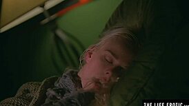 stunning blonde drenched in sweat as she masturbates to an orgasm