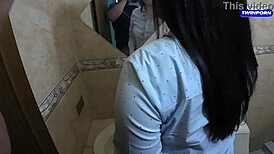 stepsister finally gets her due from stepbrother in the steamy bathroom encounter