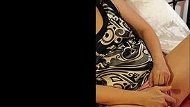 French amateur slut in black white fuck pink satin panties gets deepthroat ass to mouth with sextoys 😈