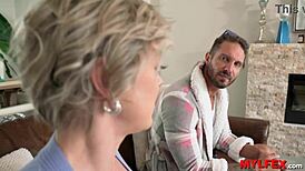 lazy man distracts home inspector milf