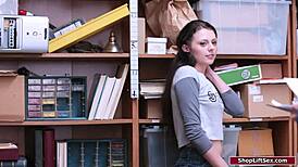 Police officers take turns fucking young shoplifter in office