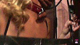 Damn, this naughty blonde is taking a huge cock in her big ass interracial!