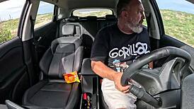 larissa cortez gets anal creampie after condom breaks in car on street