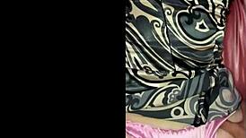 French amateur slut in black white fuck pink satin panties gets deepthroat ass to mouth with sextoys 😈