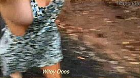 my wife felt so daring running in public, flashing her sideboob and big tits outdoors