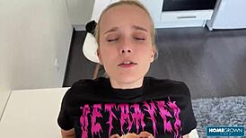 busty woman sucks cock and gets pussy pounded hard