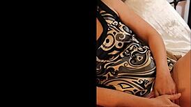 French amateur slut in black white fuck pink satin panties gets deepthroat ass to mouth with sextoys 😈