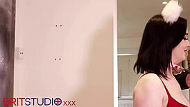 Collared teen fucked hard in kitchen?