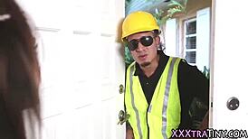 petite teen surprises with outdoor facial cumshot