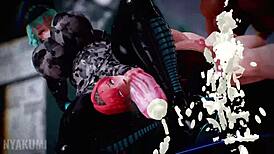 Futa police officer with monster cock and big tits dominates black ass in detailed scene