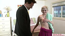 Blonde Babysitter's Ass Fucked by Boss