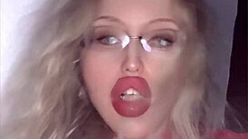 a full movie storyline featuring russian woman with glasses and lipstick.