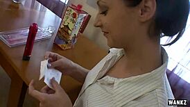 Two hot lesbians play with dildo