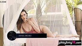 Busty Ukrainian Gloria Sol strips naked teases shaved pussy on table 😘🔥