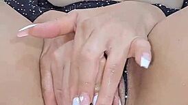 How does sexy Latina finger pussy then ram huge eggplant inside?