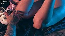 up close sniffing artemis' sweaty feet and toes