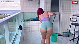 hired this safada brazilian maid in mini shorts she got me so horny voyeur style 🔥