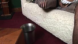 A skinny platinum blonde dives into wild sex, riding hard before pissing everywhere.