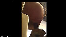 Skinny girl's narrow ass rides up down dildo machine monster cock anal worship orgasm?