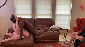 Sir Maxx's Wild First Bang with Hot Slut Harmoni While Her Cuck Watches Intently!