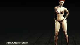 Metro Last Light Striptease: Big Tits Redhead Whore Undresses and Rips Clothes