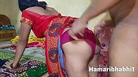 Hot indian housewife ass fucked in red saree dirty hindi talk