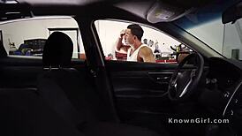 ebony spinner girlfriend bangs huge black cock interracial pov car shop facial