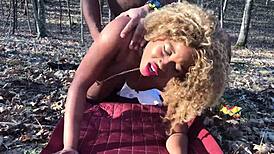 Don Whoe and Nina Rivera get wild with blowjobs and fucking in the forest