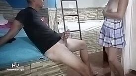 Stepfather Fucks Teen Pussy Before Boyfriend Date In Bedroom