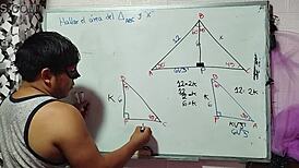 Asian nerd student teacher triangle math sex in bedroom close-up