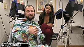 minnie rose helpless in backstage fetish play with toys and latex