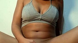 i cum twice rubbing clit hard with 18+ vibrator on wet pussy alone