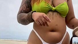 virgin takes my ass right in front of hubby on flashing beach