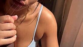 dreamy brunette slurps cock for amateur couple nysdel fun