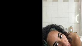 my client demands i ride my wet shaved latina pussy with monster dildo in shower