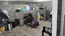 Helping Stepsister Stuck Shows Her Brown Ass Buttocks