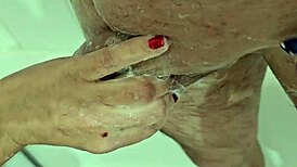 Amateur Milf Couple Shaves His Cock and Balls Pov Handjob Tease in Bedroom