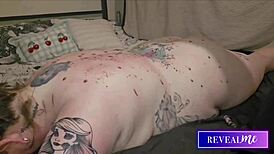 curvy babe's tight pussy drips from hot wax tit massage fetish